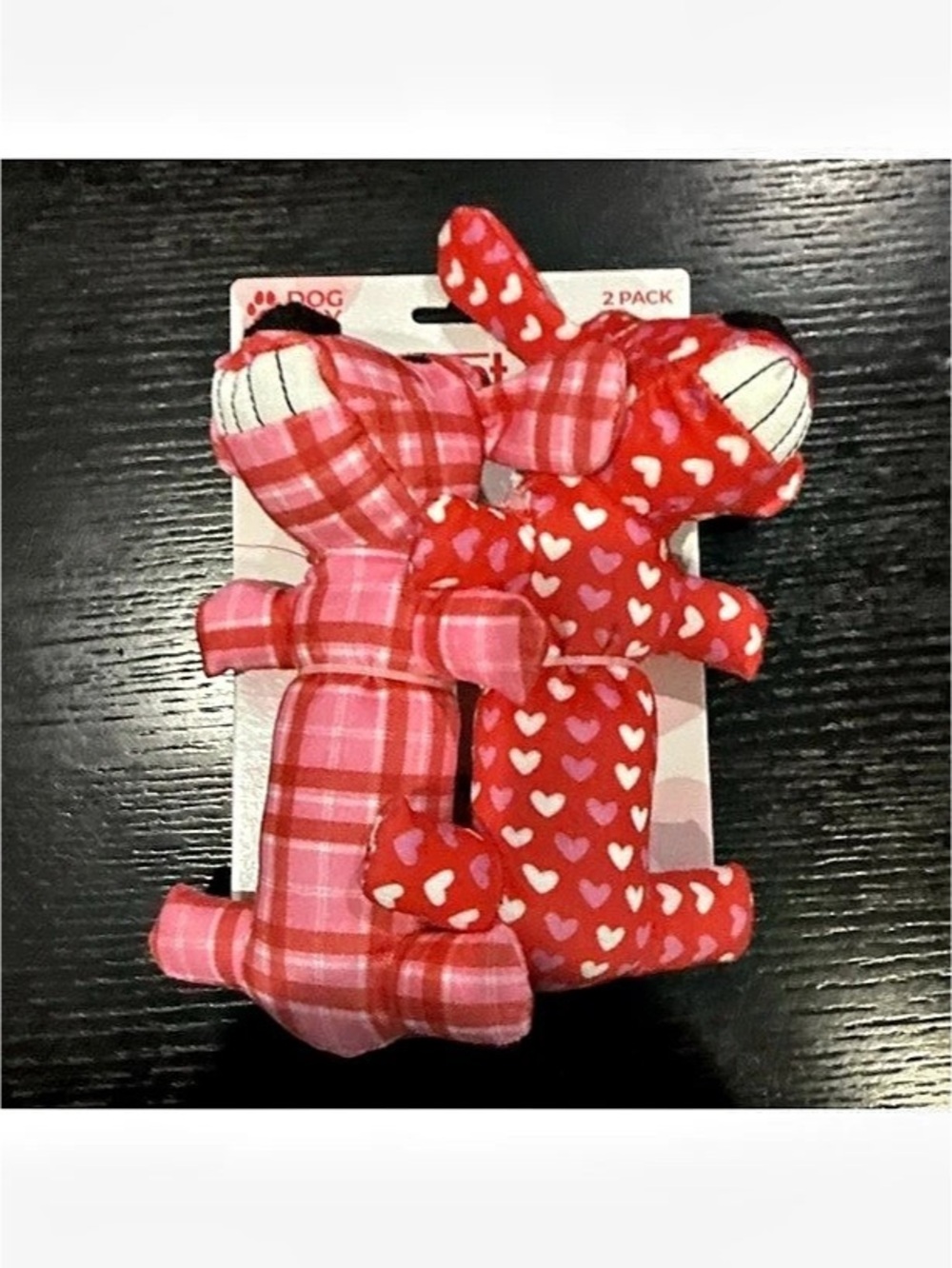 Multipet Smiling Valentine Loofa Plush Dog Toy with Squeaker, 2 pack